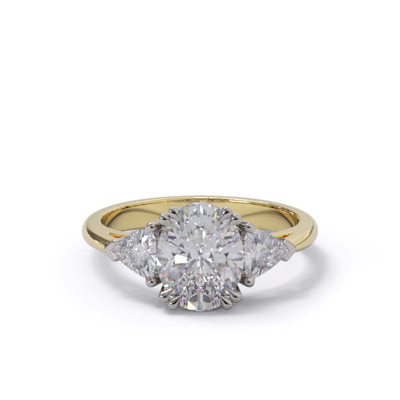 Three stone diamond engagement ring.