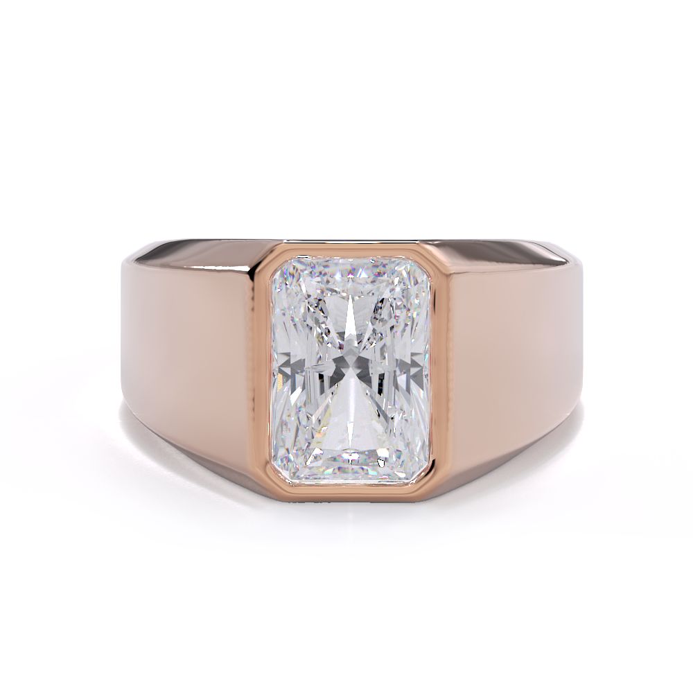 large chuncky diamond signet ring in rose gold