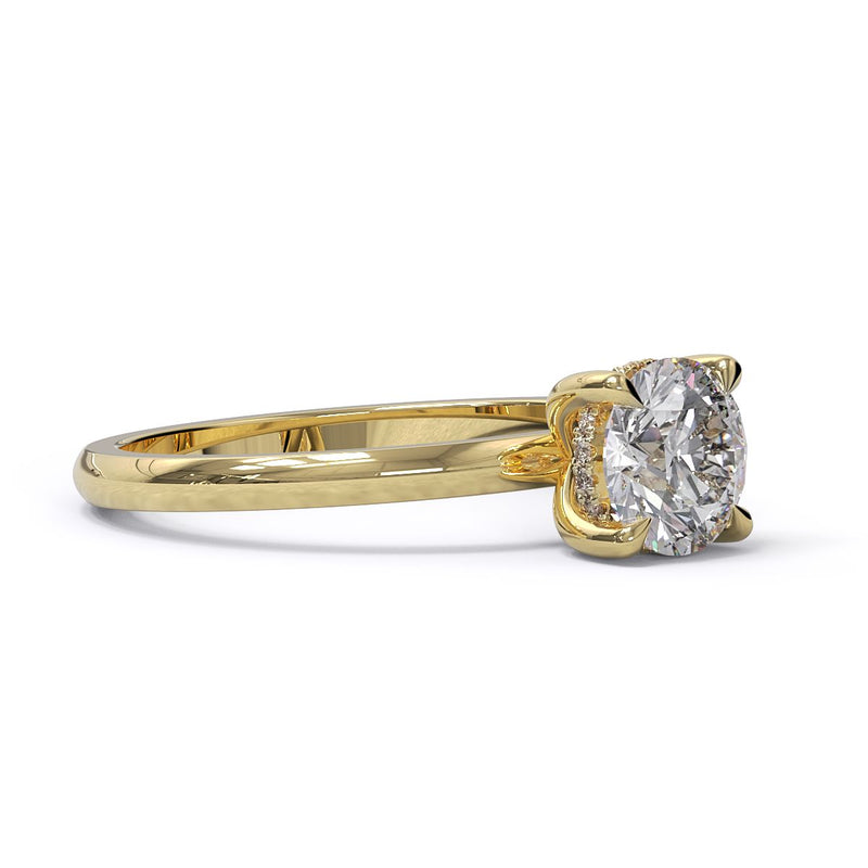Round Diamond with Diamond set around the solitaire
