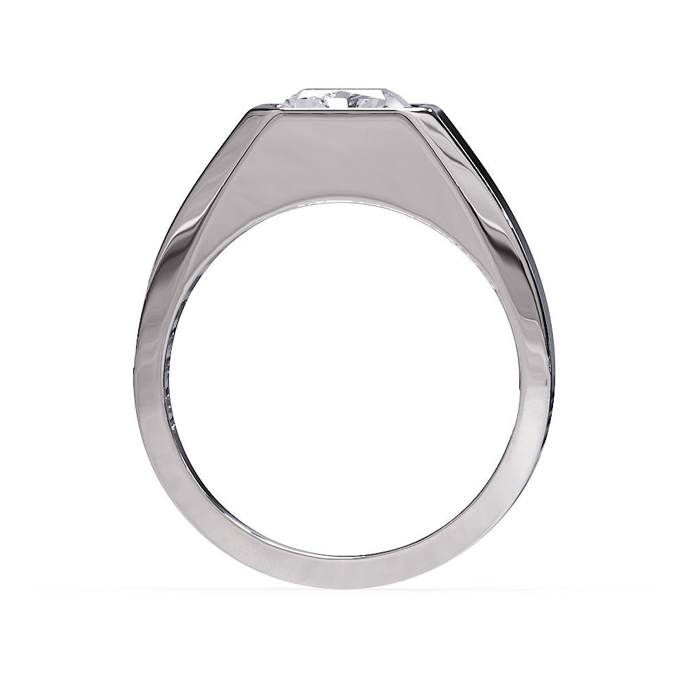 upward profile of a diamond signet ring