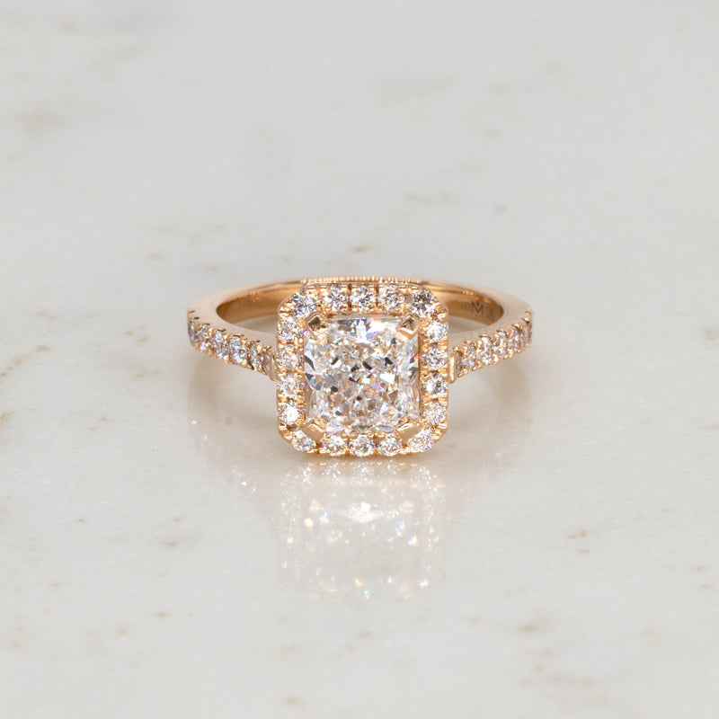 Radiant Cut Diamond Engagement Ring is a modern take on a classic Halo Design. Handmade in Auckland