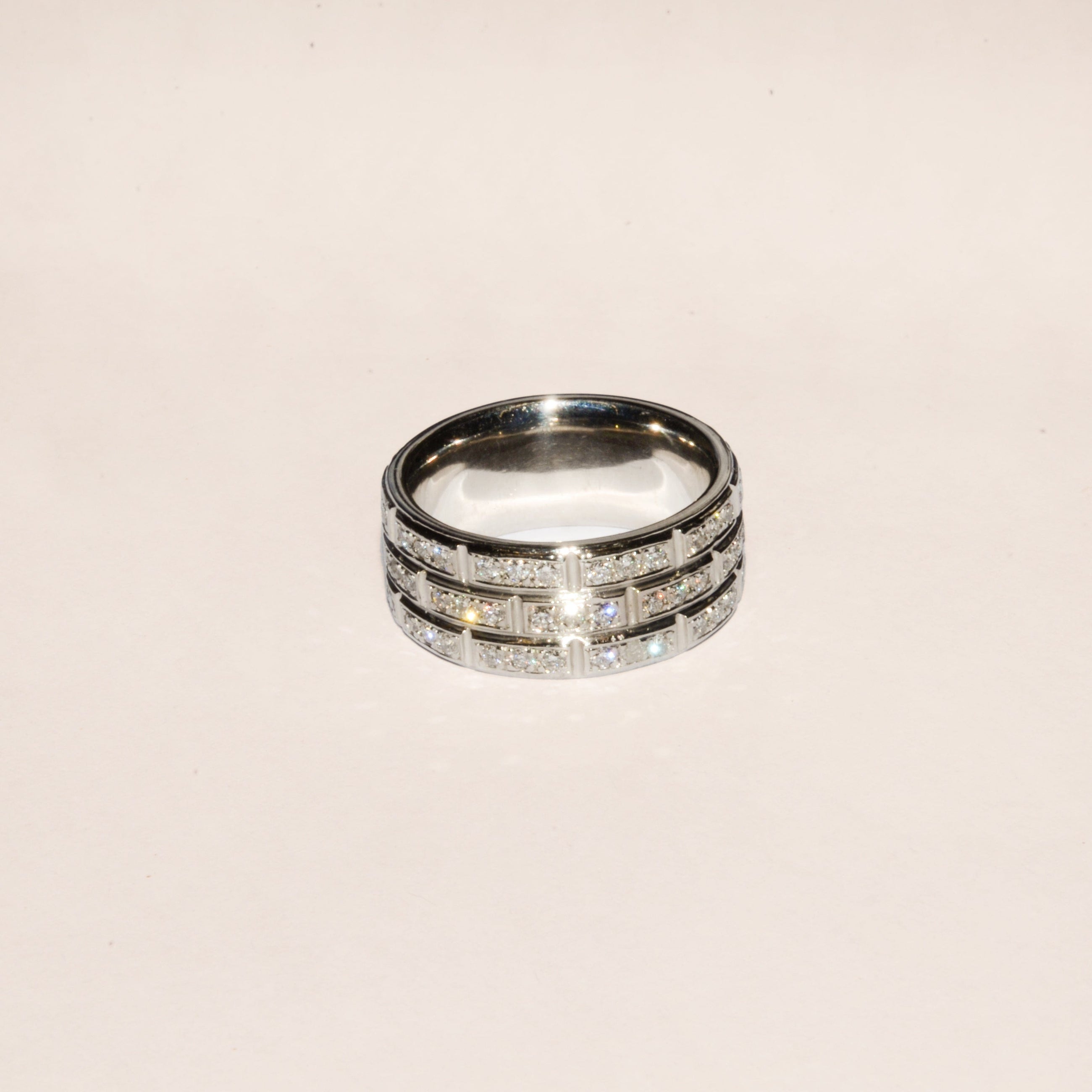 Unisex heavy Platinum and Diamond Eternity Band