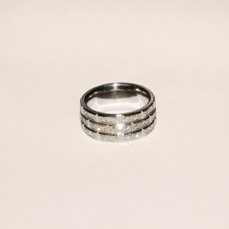 Unisex heavy Platinum and Diamond Eternity Band