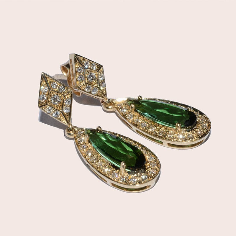 These incredible Green Tourmaline Diamond Earring are available for purchase now.