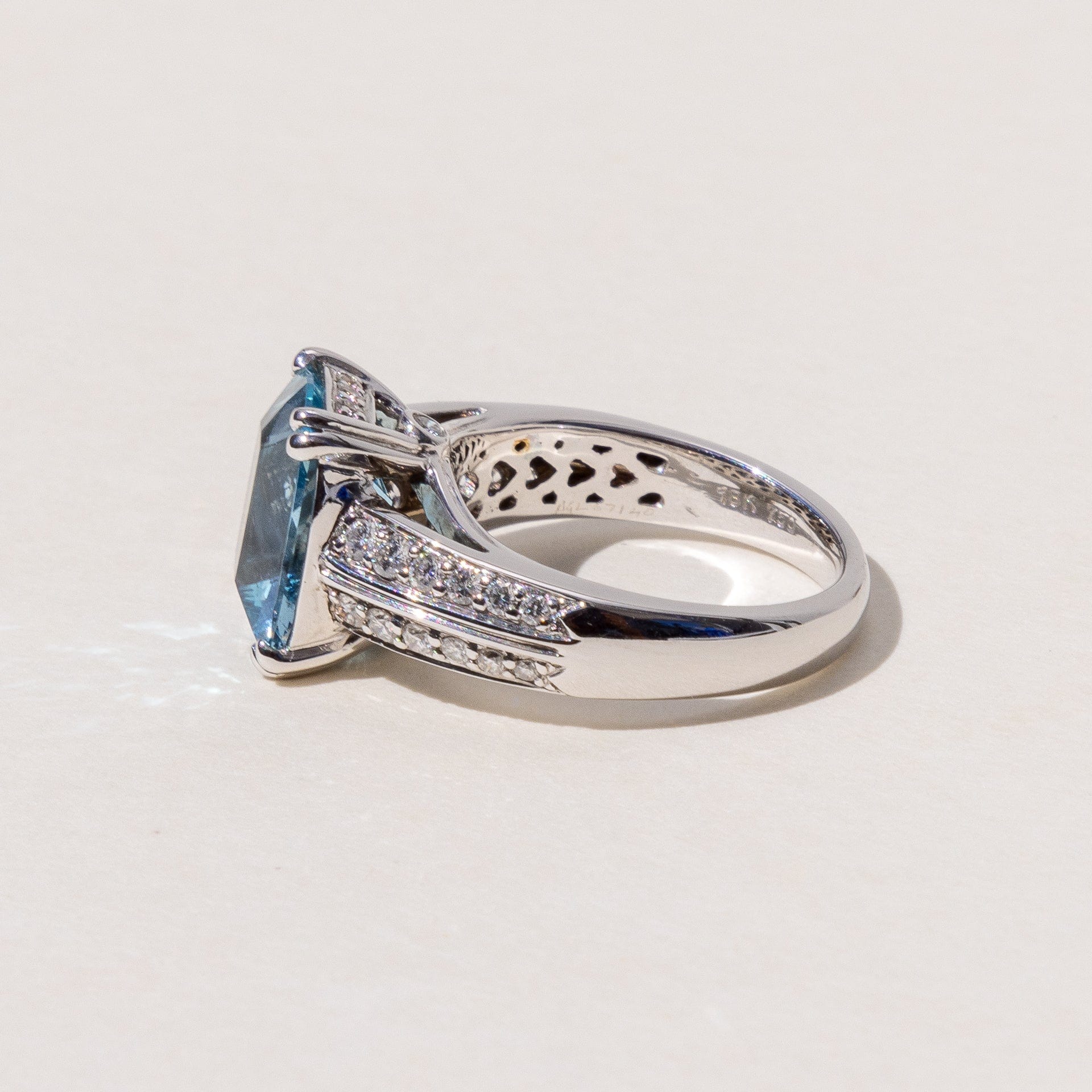 Aquamarine Gemstone Ring Ready to Wear & Bespoke Fine Jewellery with heart mount