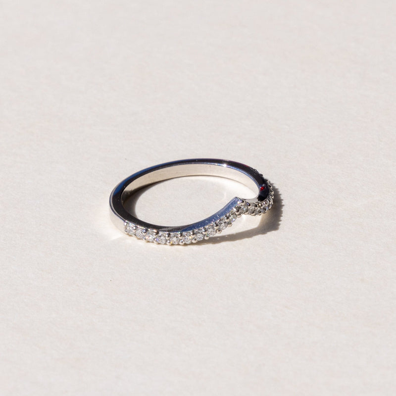 handmade platinum wishbone ring with diamonds