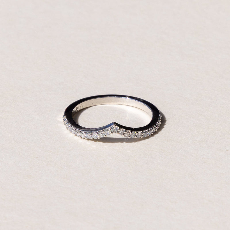 handmade platinum wishbone ring with diamonds