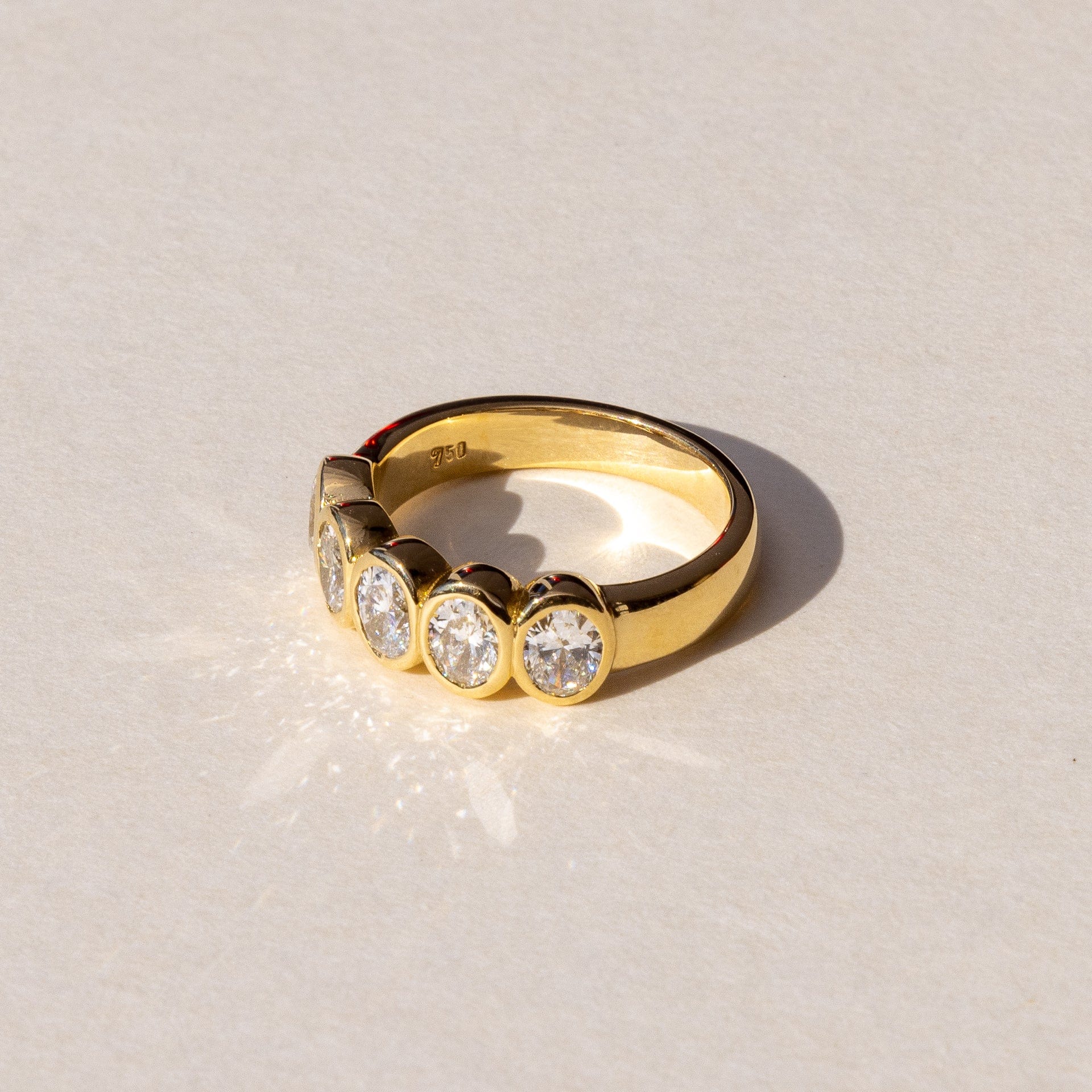 shiny five stone Diamond Eternity Band handcrafted in our on-site workshop in Auckland NZ