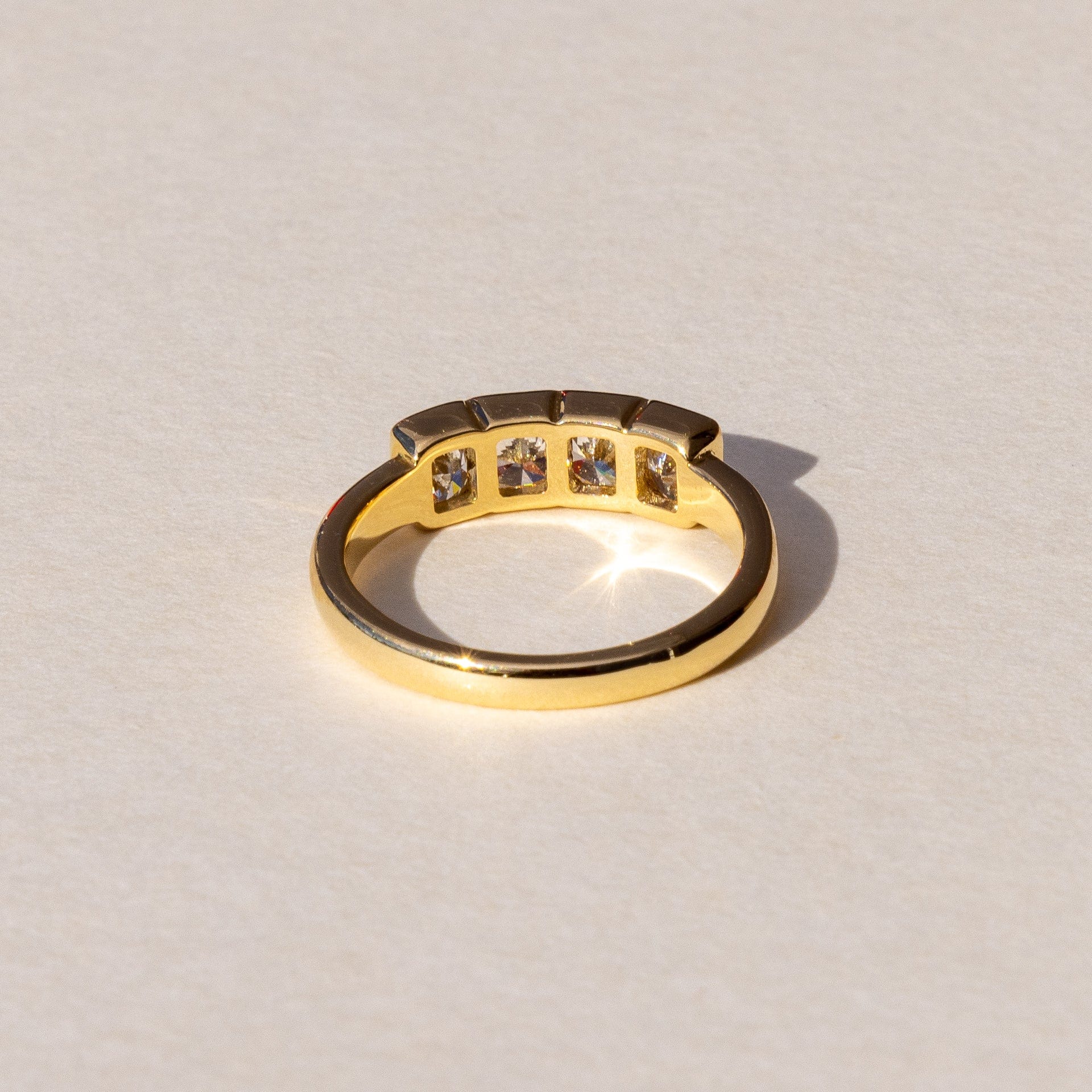 Four Stone Radiant cut Diamond Half Eternity Band Ring Handcrafted by our master jewellers