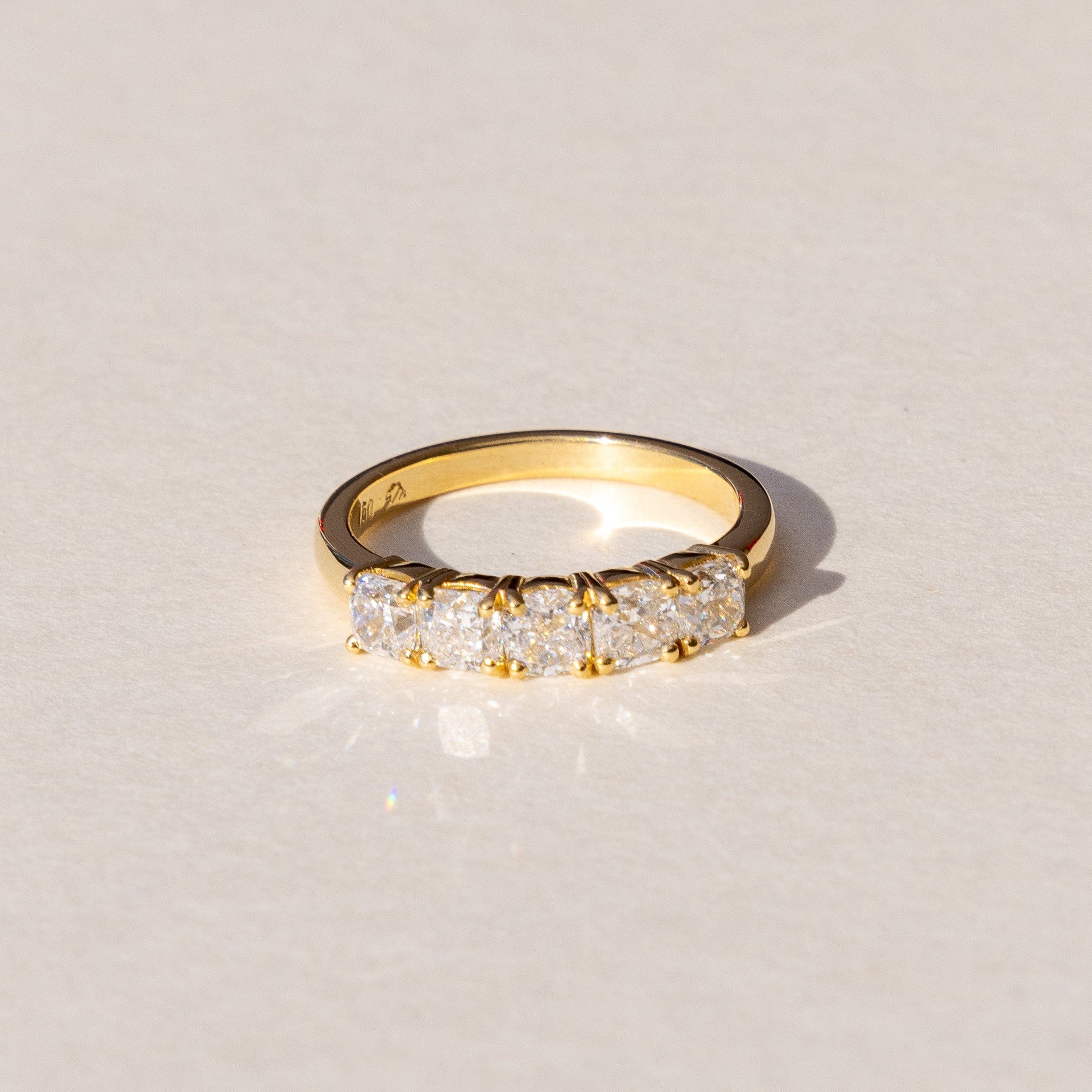 Handmade Half Diamond Eternity Band in 18ct Yellow Gold