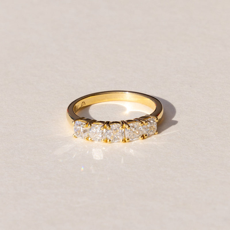 Handmade Half Diamond Eternity Band in 18ct Yellow Gold