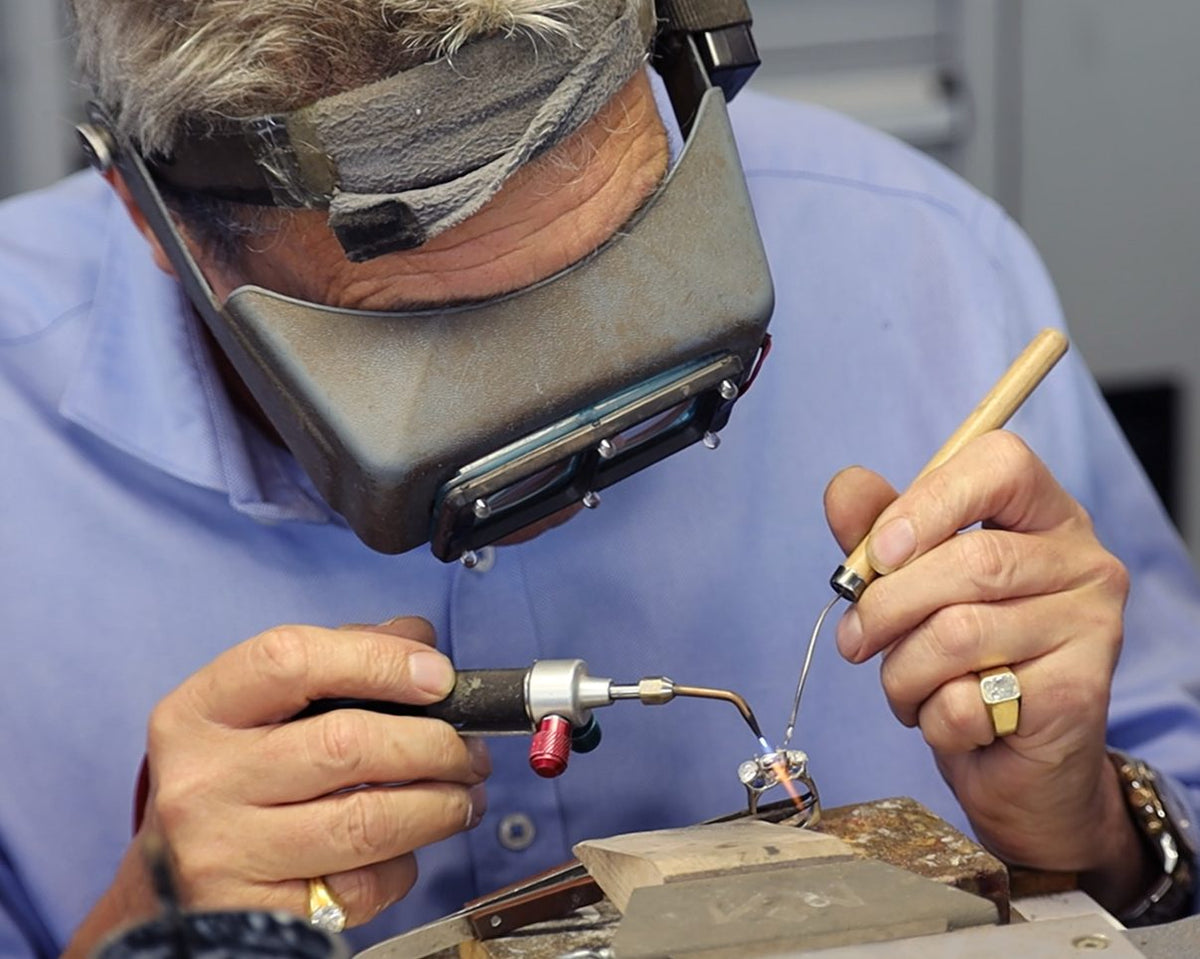 Gary working on a ring at the jeweller's bench