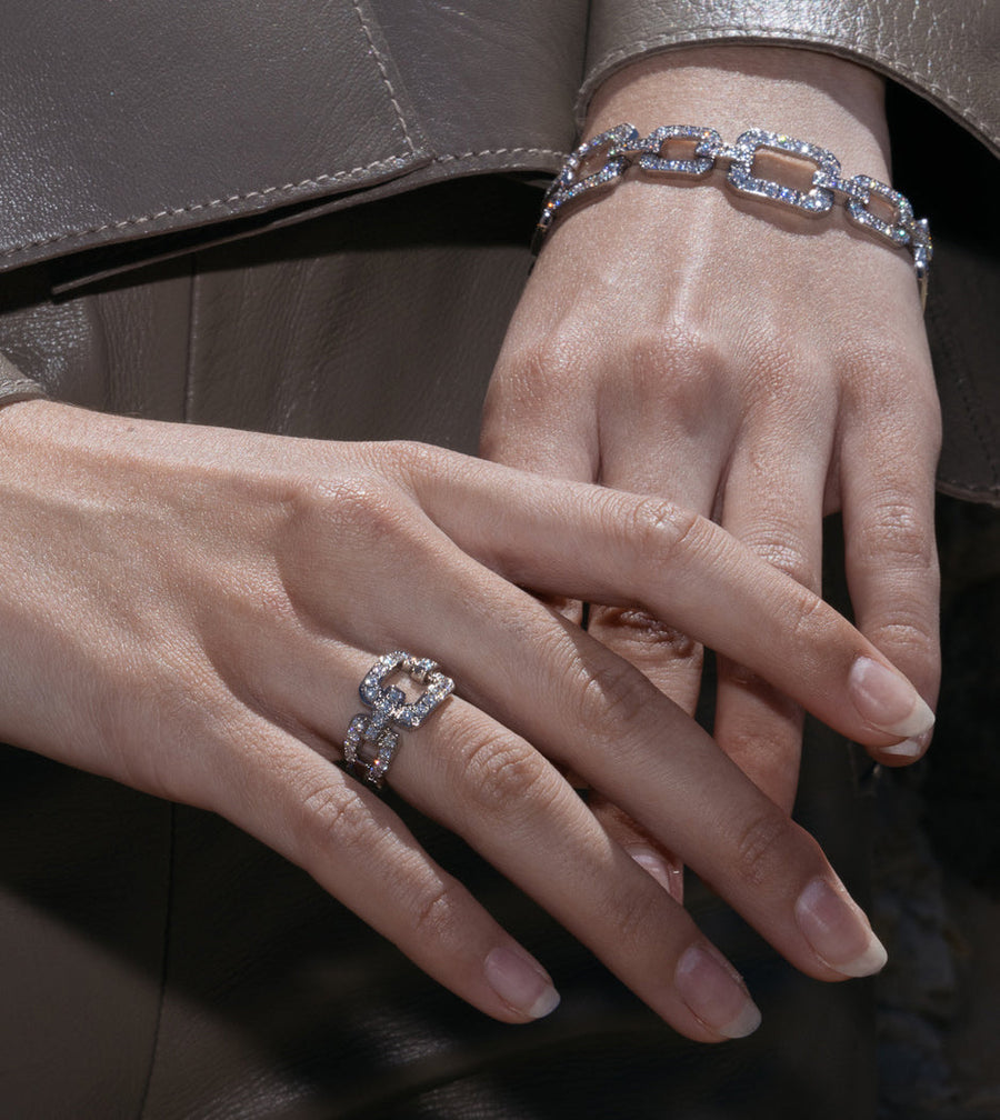 Diamond Chain link Bracelet and ring