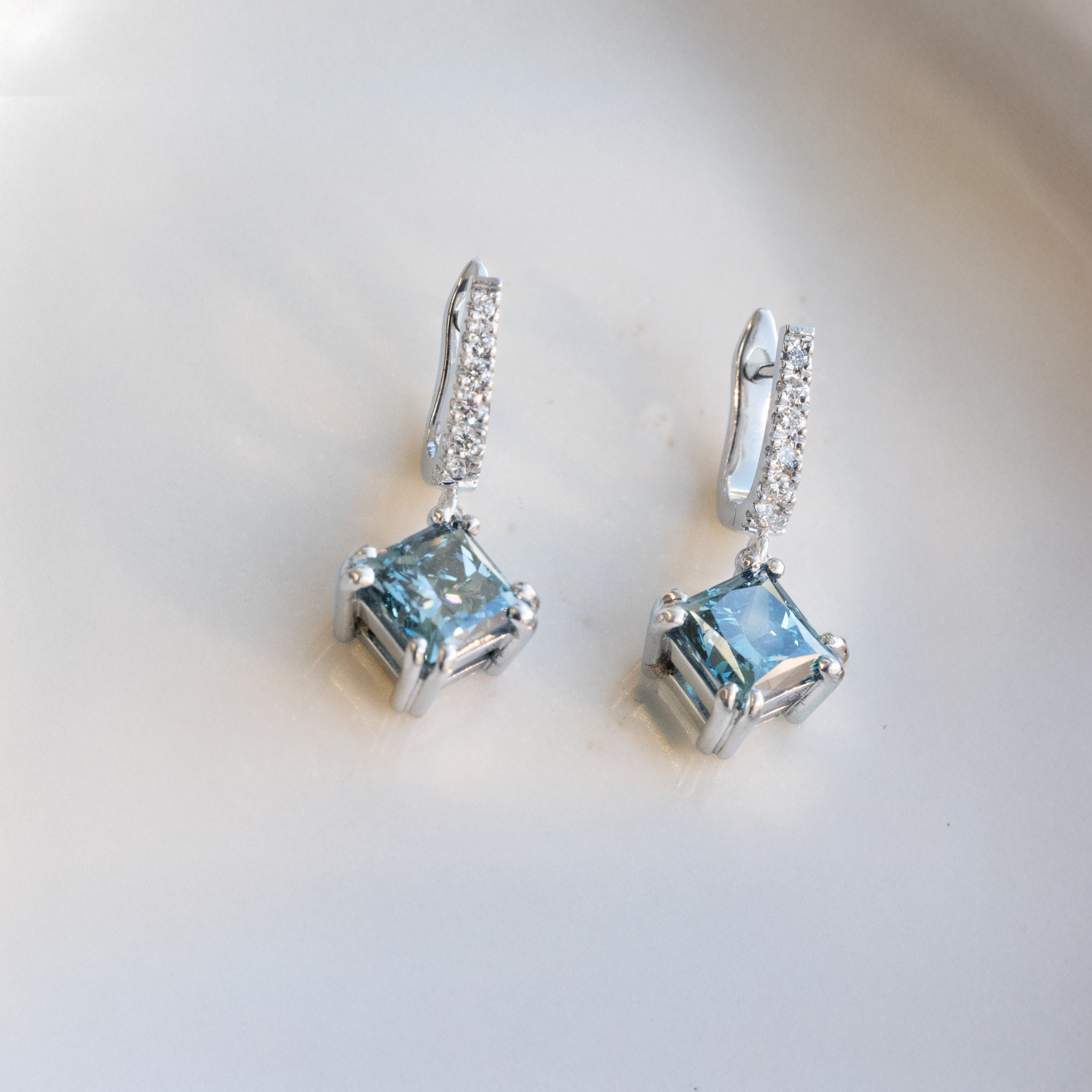 Mina Princess Cut Diamond Drop Earrings