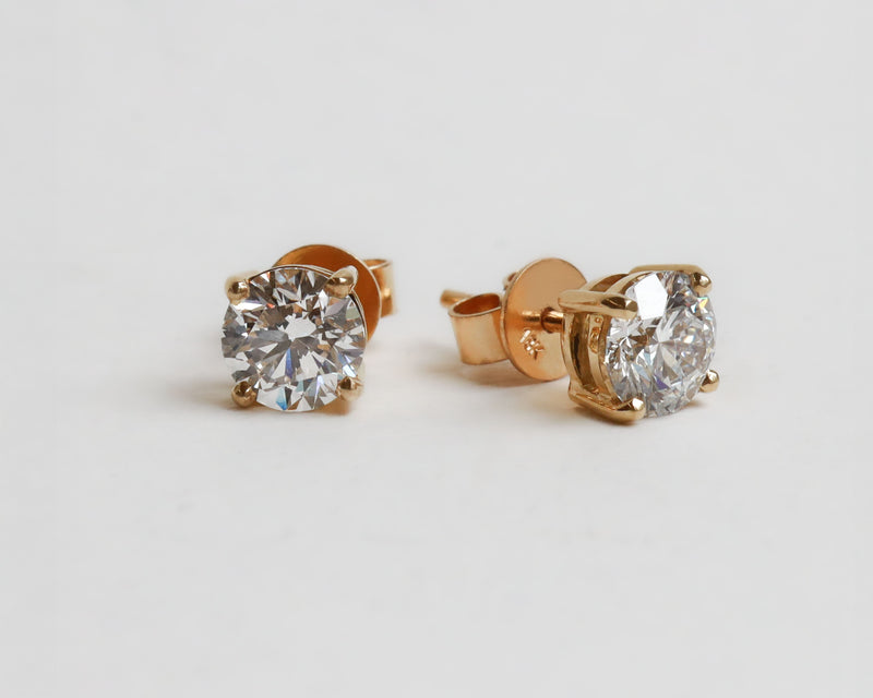 2 TCW Ivy Diamond Stud Earrings Yellow Gold