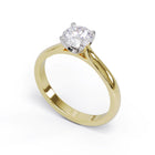 Yellow gold round diamond ring with a platinum diamond setting. 