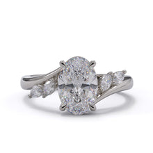Oval diamond engagement ring with 4 small marquise accent stones