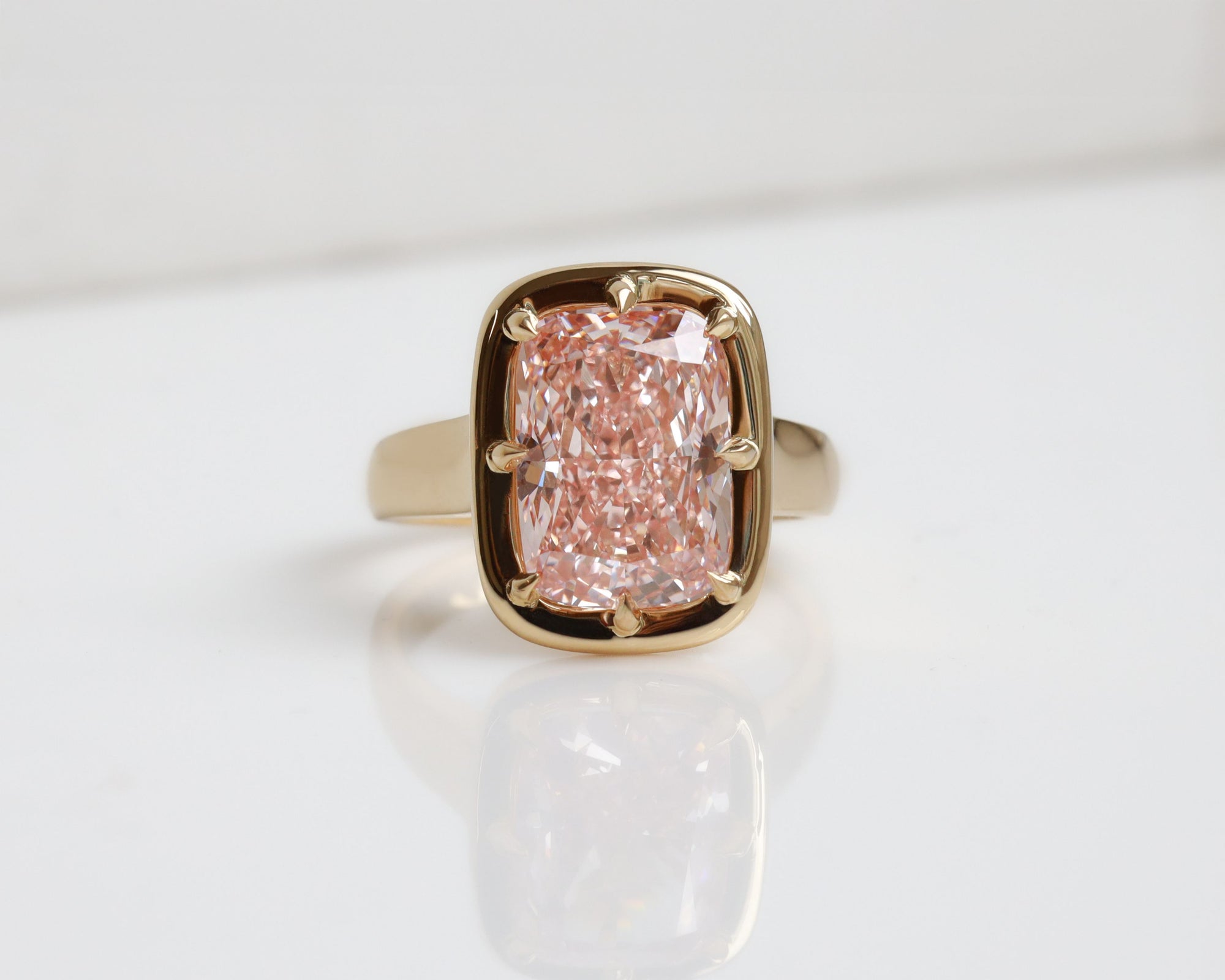 Pink Diamond Ring in 18k yellow gold. Handmade in Auckland, New Zealand. 