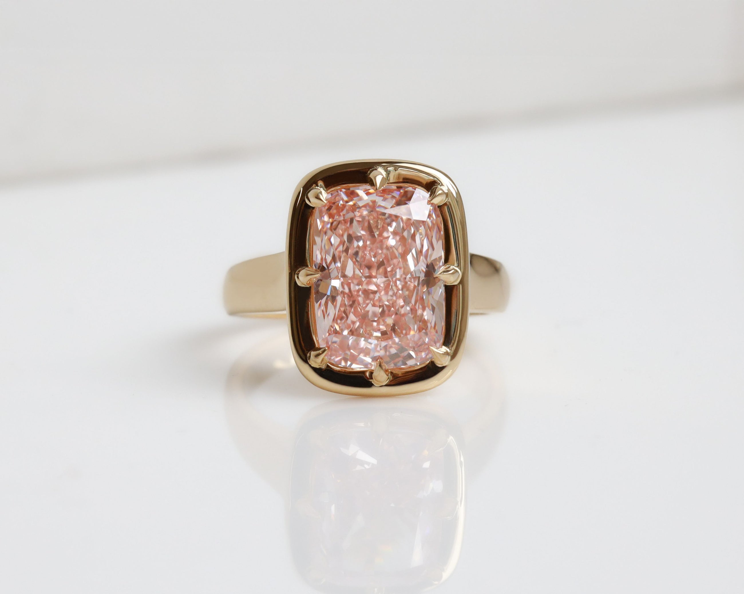 Pink Diamond Ring in 18k yellow gold. Handmade in Auckland, New Zealand. 