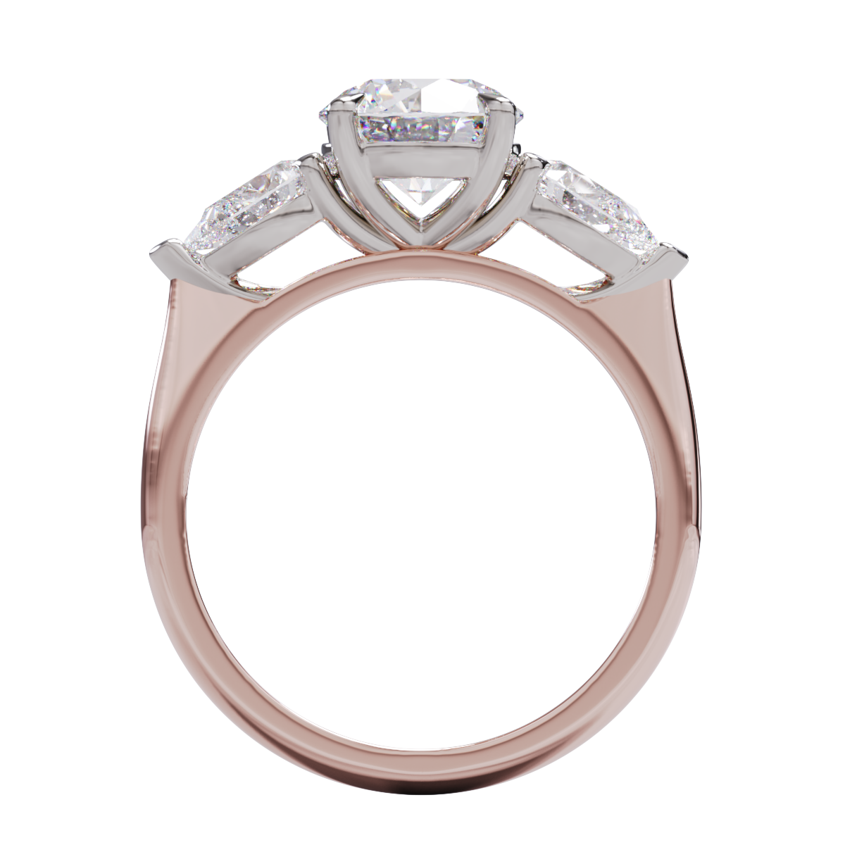 Three Stone Diamond Ring in Rose Gold
