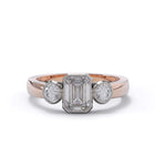 Three Stone Bezel Ring Front Rose Gold