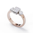 Three Stone Bezel Ring Up Rose Gold