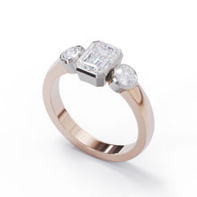 Three Stone Bezel Ring Up Rose Gold