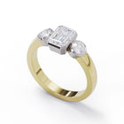 Three Stone Bezel Ring Up Yellow Gold