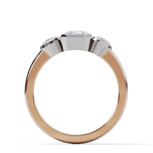 Three Stone Bezel Ring side rose Gold