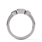 Three Stone Bezel Ring side white Gold