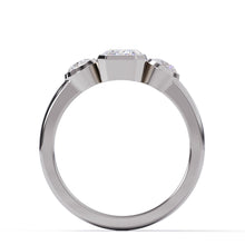 Three Stone Bezel Ring side white Gold