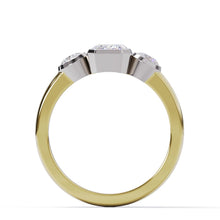 Three Stone Bezel Ring side yellow Gold