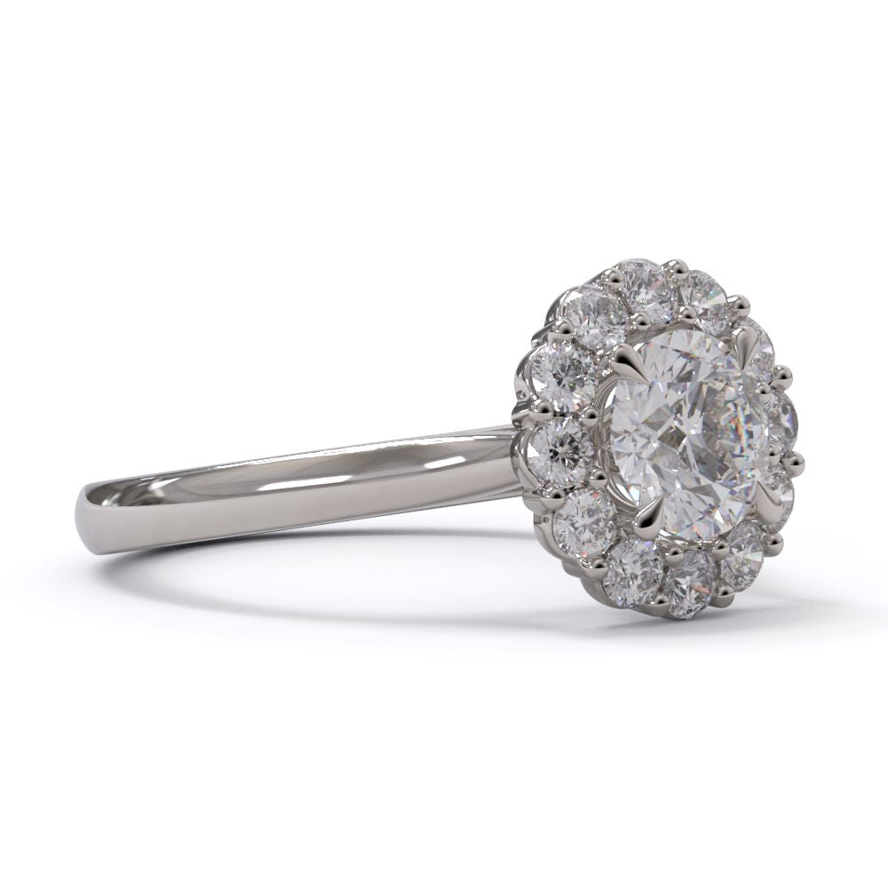 white gold or platinum round diamond ring 