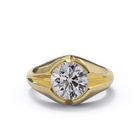 Yellow gold diamond men's signet ring 