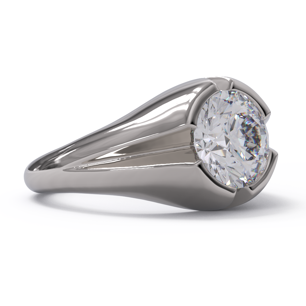 CAD design of platinum or white gold diamond signet rign. 