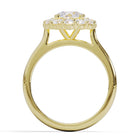 Gold ring with diamond stones on a white background