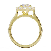 Gold ring with diamond stones on a white background