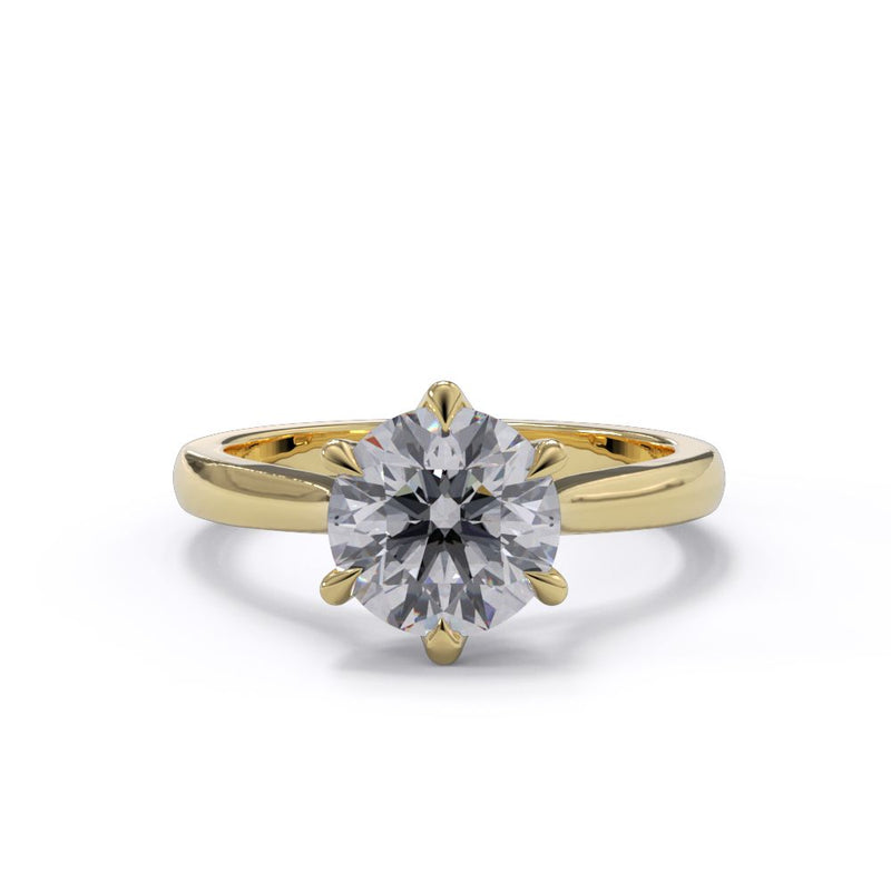 Yellow Gold Round Single Diamond engagement ring Front