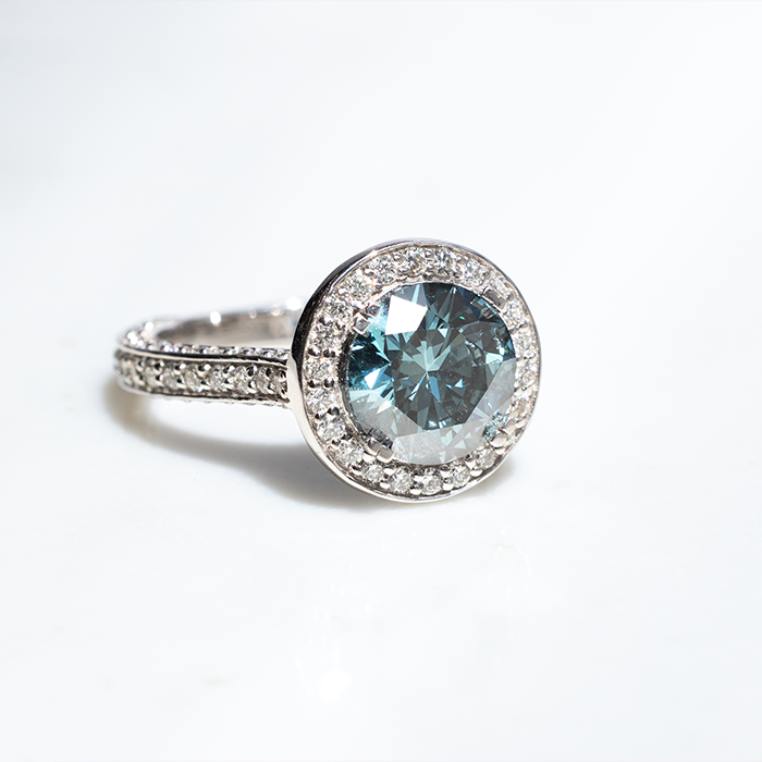 Penelope Blue Diamond Halo Ring
