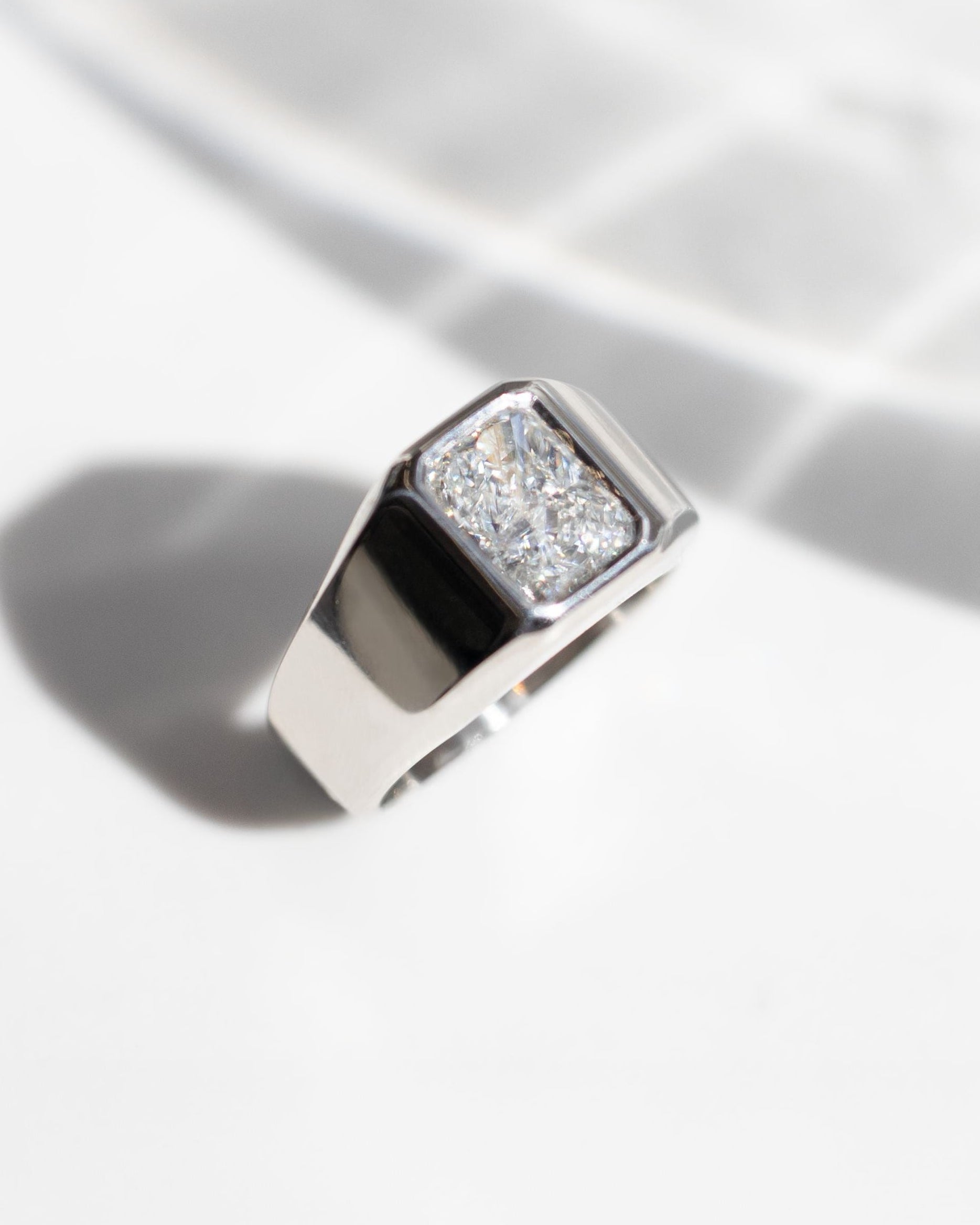 Platinum diamond signet ring 