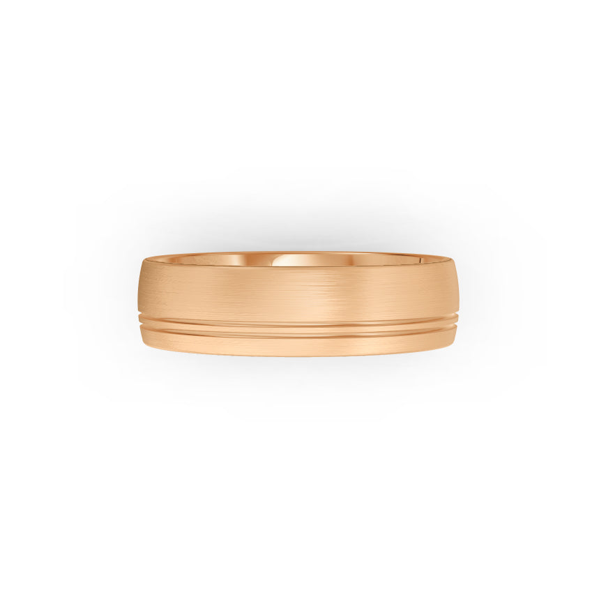 Brushed rose-gold wedding ring, by Meaden Master Jewellers. Award-winning team of Jewellers, based in Auckland, New Zealand.