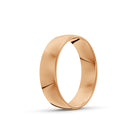 Rose-gold men's wedding ring with a polished finish on a white background. By Meaden Master Jewellers. Award-winning team of Jewellers, based in Auckland, New Zealand.