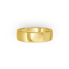 Yellow-gold men's wedding ring with a polished finish on a white background. By Meaden Master Jewellers. Award-winning team of Jewellers, based in Auckland, New Zealand.