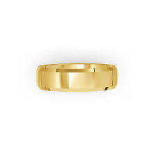 Yellow-gold men's wedding ring with a polished finish on a white background. By Meaden Master Jewellers. Award-winning team of Jewellers, based in Auckland, New Zealand.