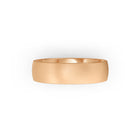 Rose-gold men's wedding ring with a brushed finish on a white background. By Meaden Master Jewellers. Award-winning team of Jewellers, based in Auckland, New Zealand.
