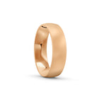 Rose-gold men's wedding ring with a brushed finish on a white background. By Meaden Master Jewellers. Award-winning team of Jewellers, based in Auckland, New Zealand.