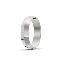 Platinum or white-gold men's wedding ring with a polished finish on a white background. By Meaden Master Jewellers. Award-winning team of Jewellers, based in Auckland, New Zealand.