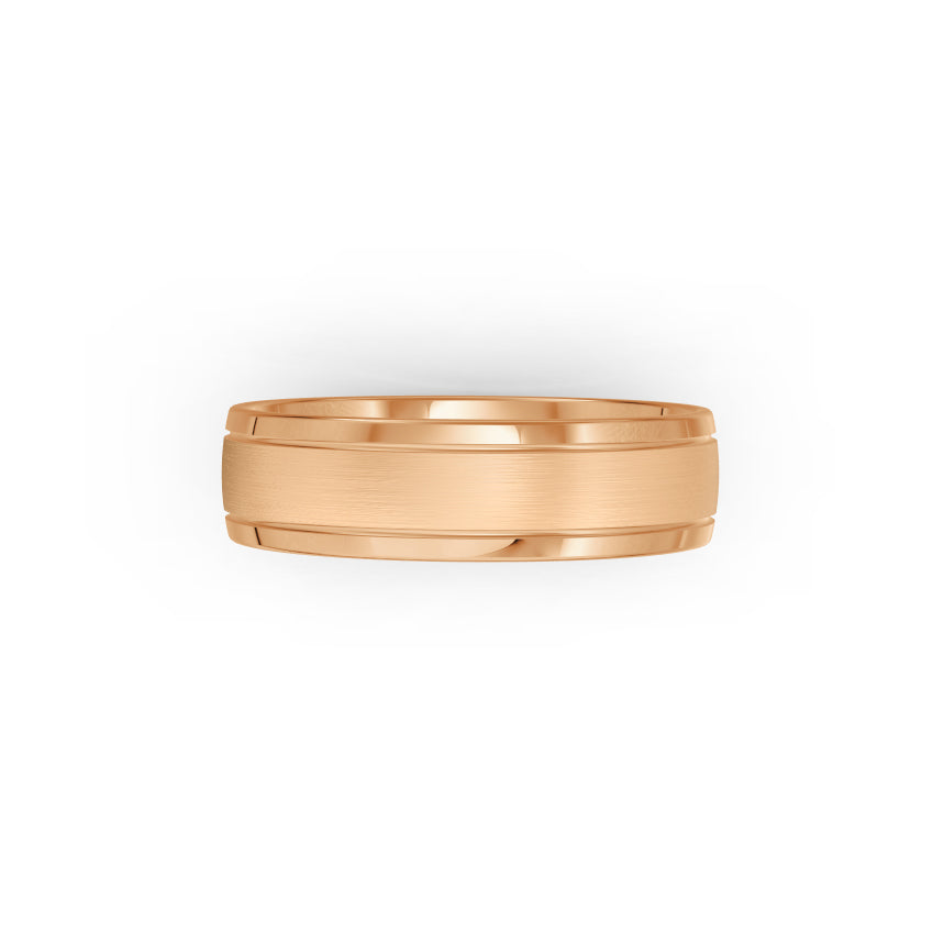 Brushed rose-gold wedding ring, by Meaden Master Jewellers. Award-winning team of Jewellers, based in Auckland, New Zealand.