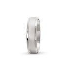 Brushed platinum or white-gold men's wedding ring, by Meaden Master Jewellers. Features polished edges. Award-winning team of Jewellers, based in Auckland, New Zealand.