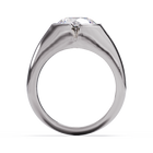 Upright view of platinum or white gold diamond signet ring. Handmade in Auckland, New Zealand